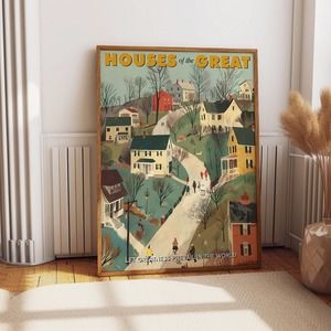 Inspirational Village Landscape Wall Poster - Houses Of The Great Wall Art